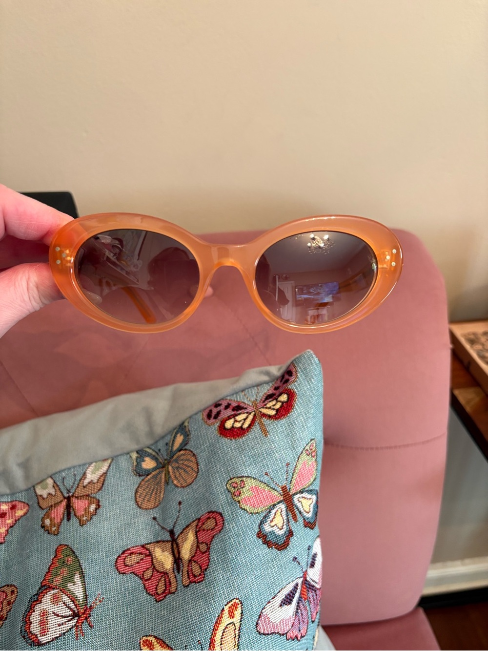 Celine Orange Oval Sunglasses